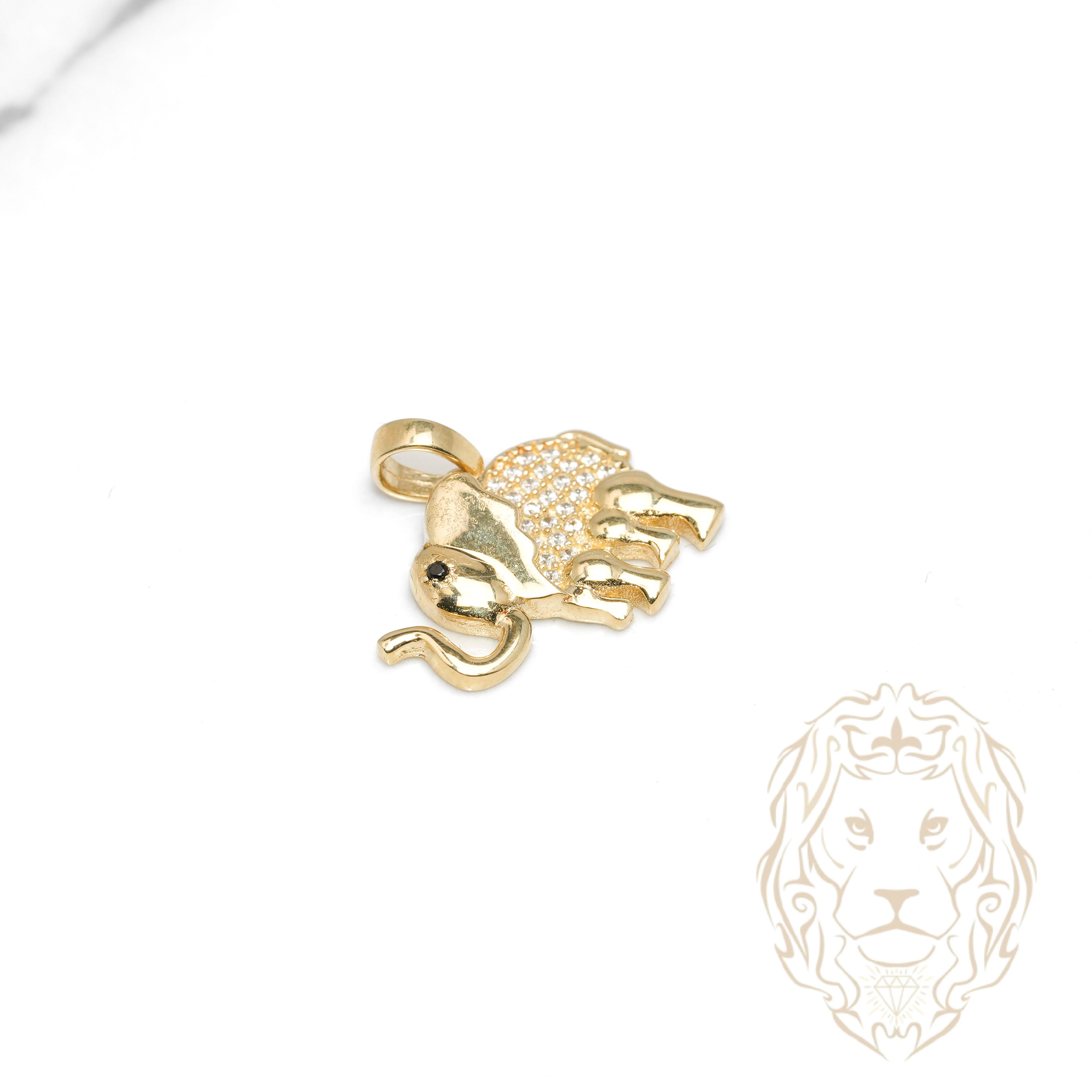 Pendentif - Or 10K jaune éléphant pavé de cz - PEG1231
