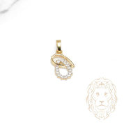 Pendentif - Or 10K deux tons jaune & blanc gouttes pavées de pierres cz - PEG1234
