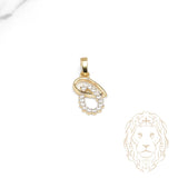 Pendentif - Or 10K deux tons jaune & blanc gouttes pavées de pierres cz - PEG1234