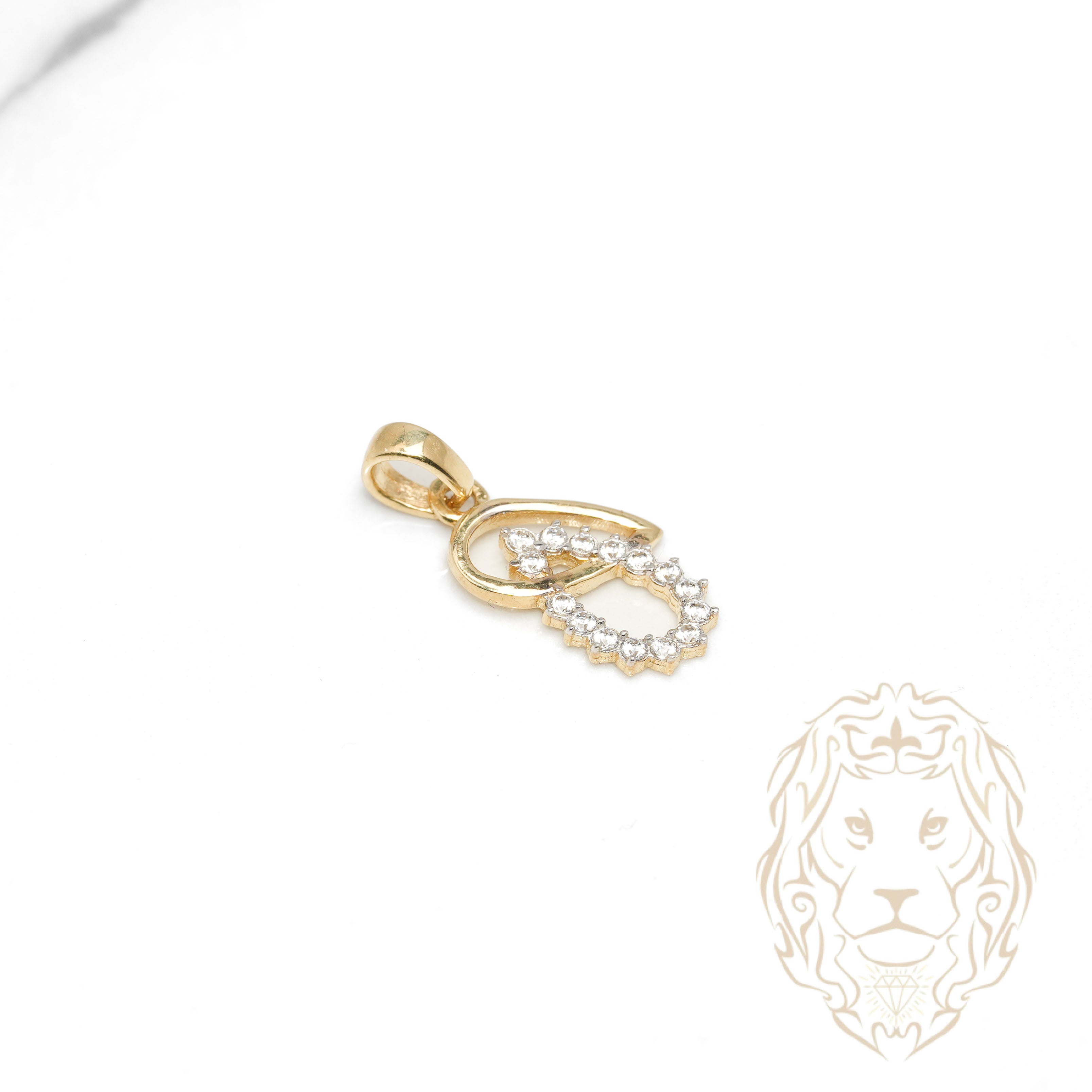 Pendentif - Or 10K deux tons jaune & blanc gouttes pavées de pierres cz - PEG1234