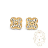Studs - Or 10K jaune trèfle en pierres cz - BOG1248