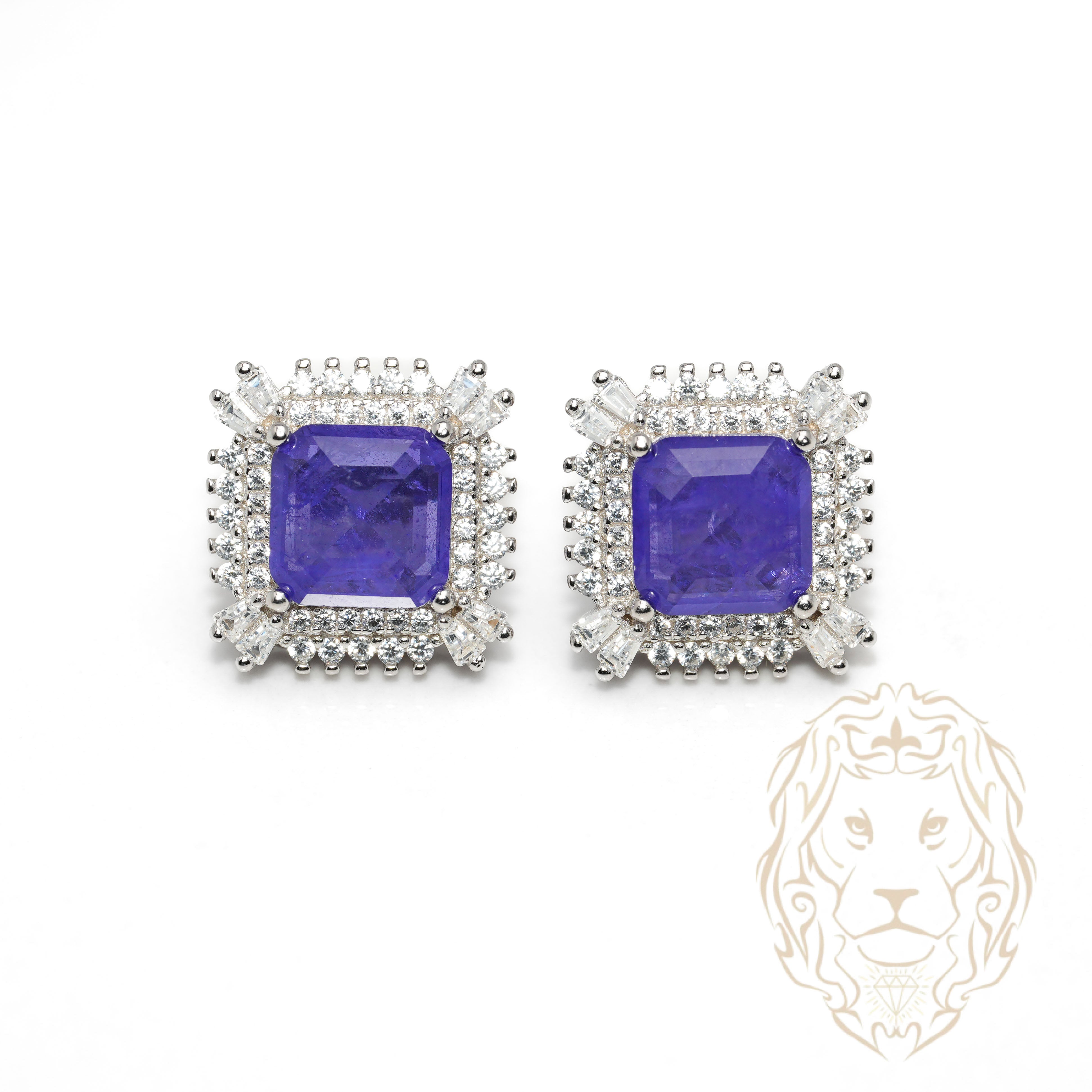 Studs - Argent halo pierre cz mauve coupe cousin - BOS378
