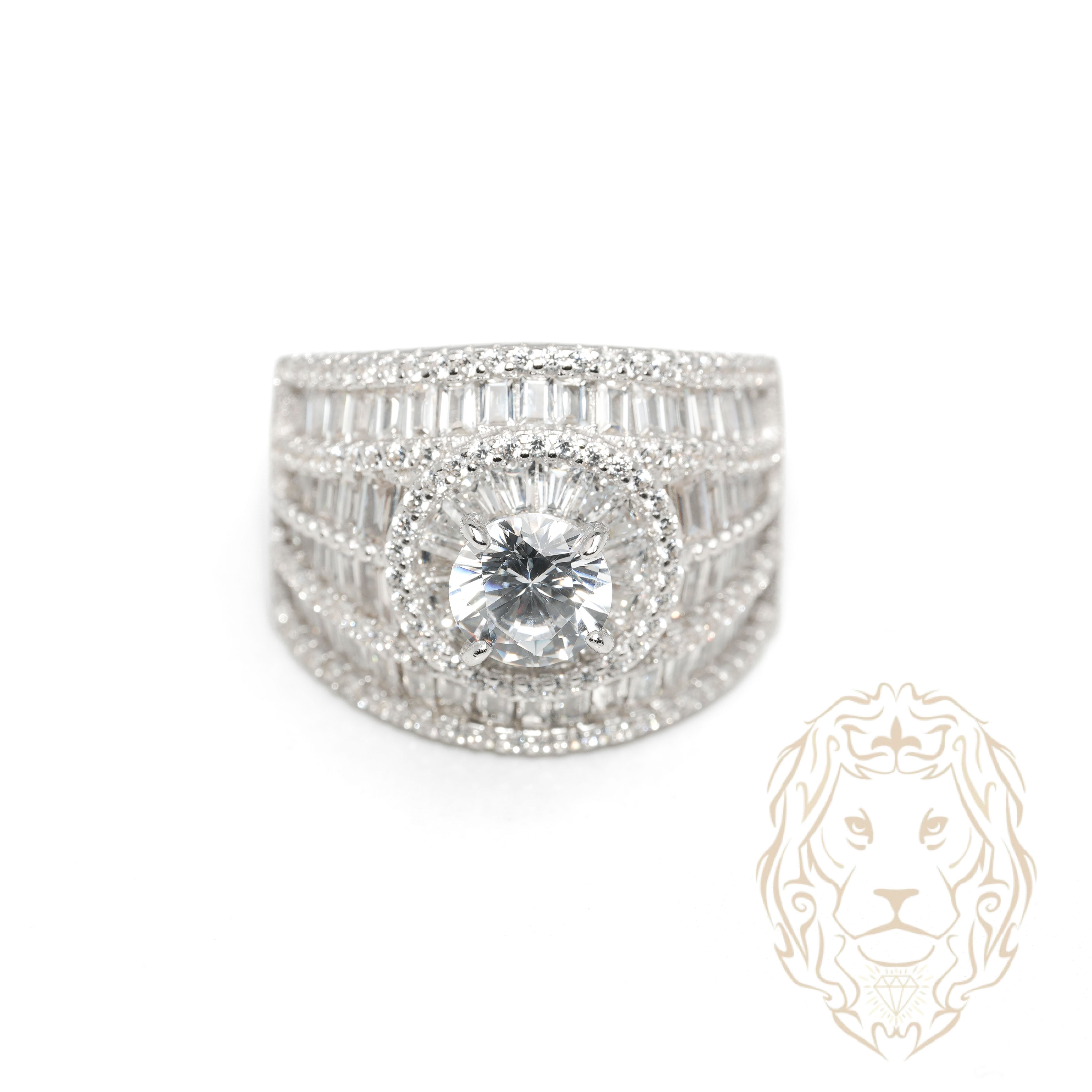 Bague - Argent royauté pierres cz coupe ronde et baguette - RIS1367