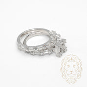 Bague de fiançailles - Argent ensembles (2) grappe de pierres cz ronde & baguette & alliance semi-éternité cz - RIS1369
