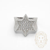 Bague - Argent hexagram serti de pierres cz rondes & baguettes - RIS1373