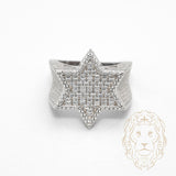 Bague - Argent hexagram serti de pierres cz rondes & baguettes - RIS1373