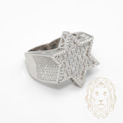 Bague - Argent hexagram serti de pierres cz rondes & baguettes - RIS1373