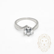 Bague - Argent solitaire pierre cz coupe rond & monture twist - RIS1374