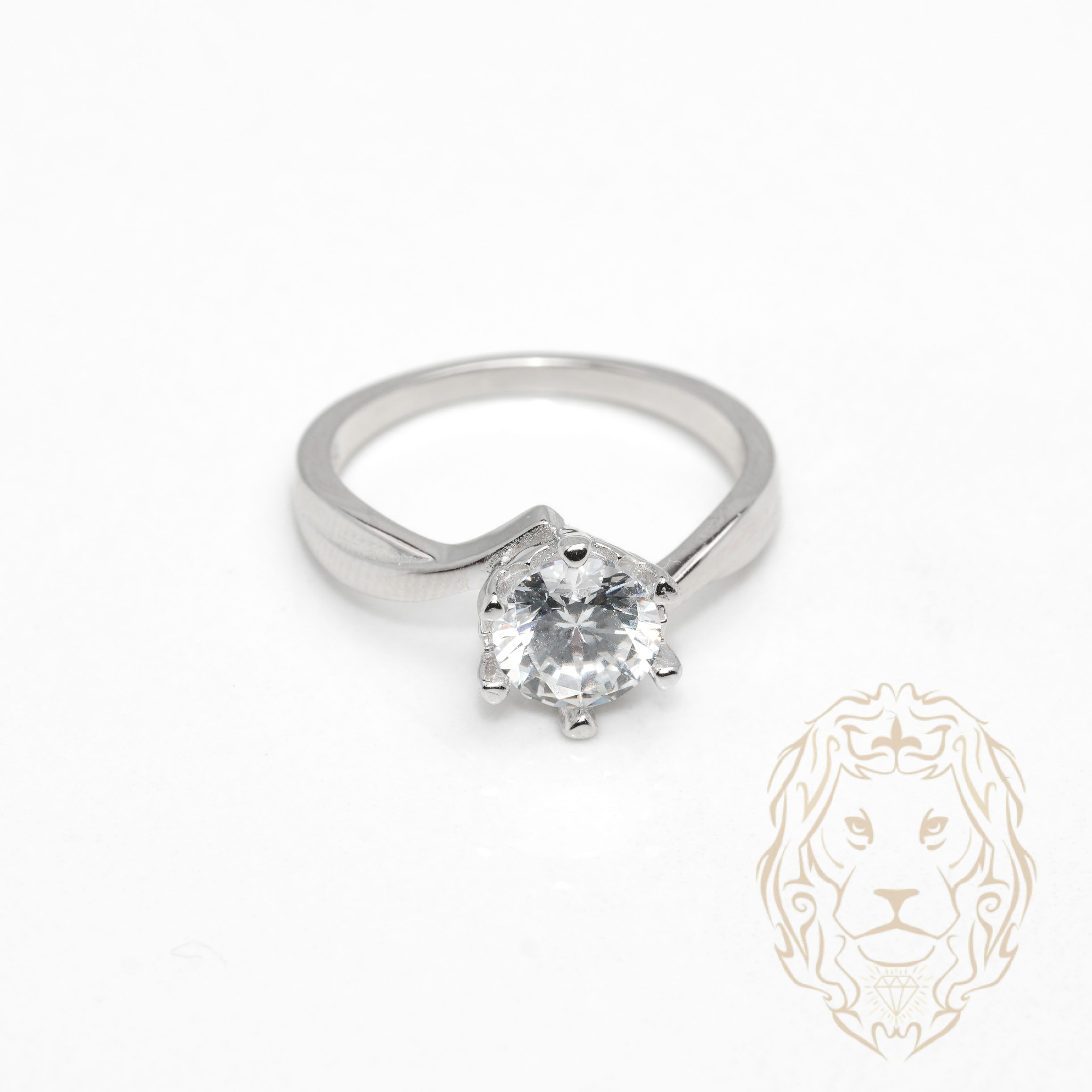 Bague - Argent solitaire pierre cz coupe rond & monture twist - RIS1374