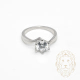 Bague - Argent solitaire pierre cz coupe rond & monture twist - RIS1374