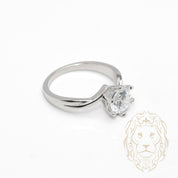 Bague - Argent solitaire pierre cz coupe rond & monture twist - RIS1374