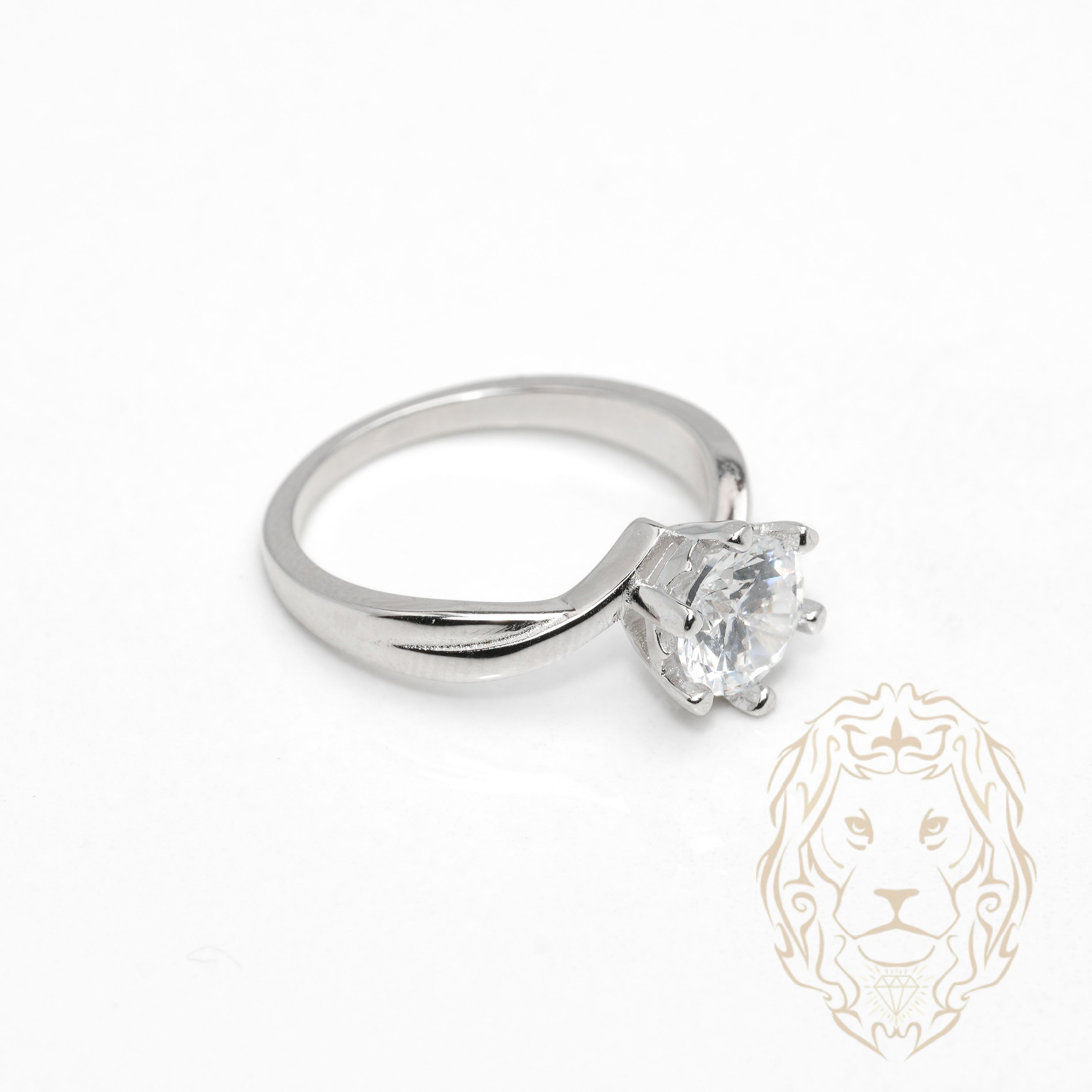 Bague - Argent solitaire pierre cz coupe rond & monture twist - RIS1374