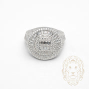 Bague - Argent chevalière cercle sertie de pierres cz rondes & baguette - RIS1375