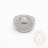 Bague - Argent chevalière cercle sertie de pierres cz rondes & baguette - RIS1375