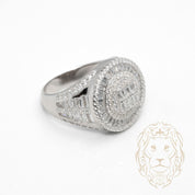 Bague - Argent chevalière cercle sertie de pierres cz rondes & baguette - RIS1375