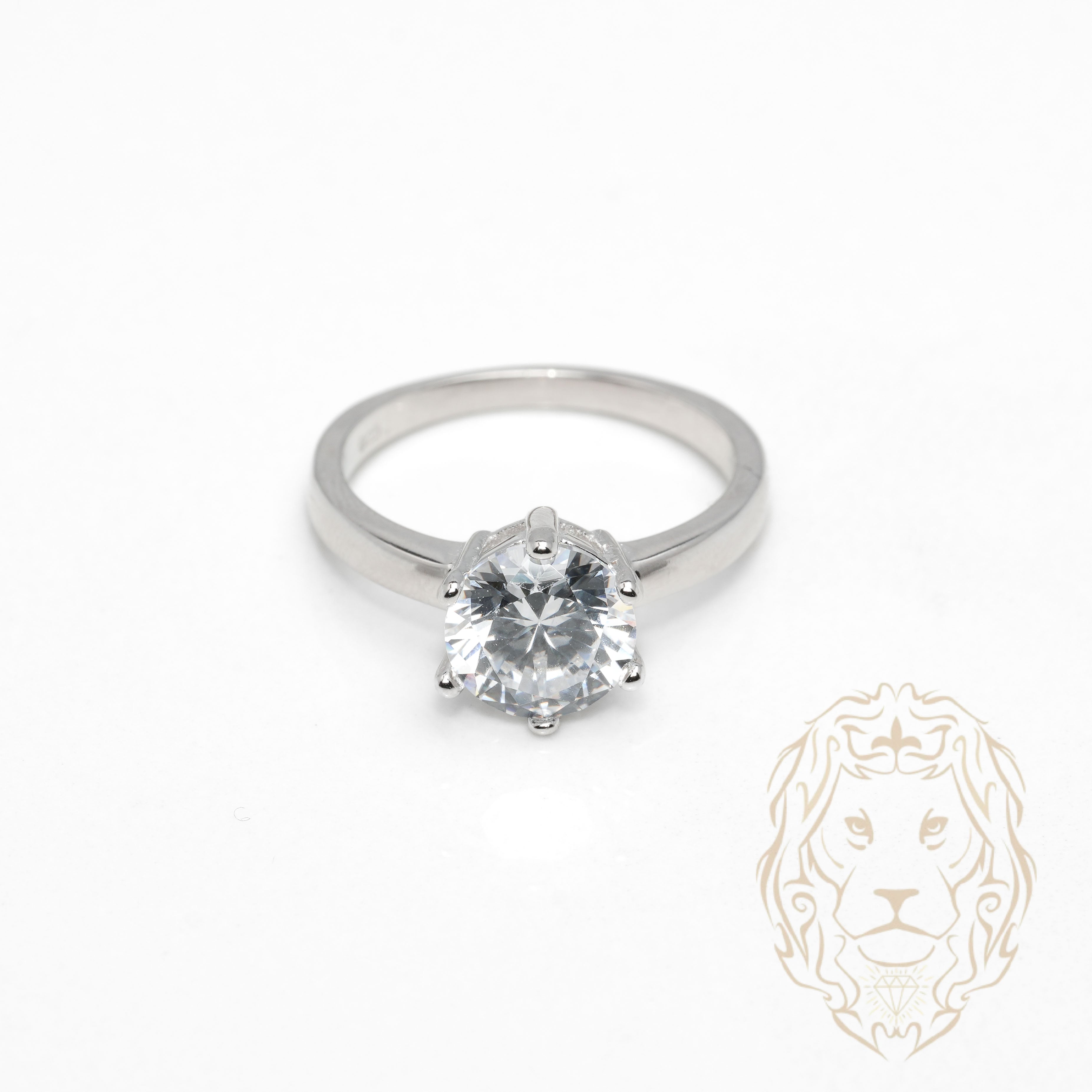 Bague - Argent solitaire pierre cz coupe rond - RIS1376
