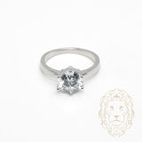 Bague - Argent solitaire pierre cz coupe rond - RIS1376
