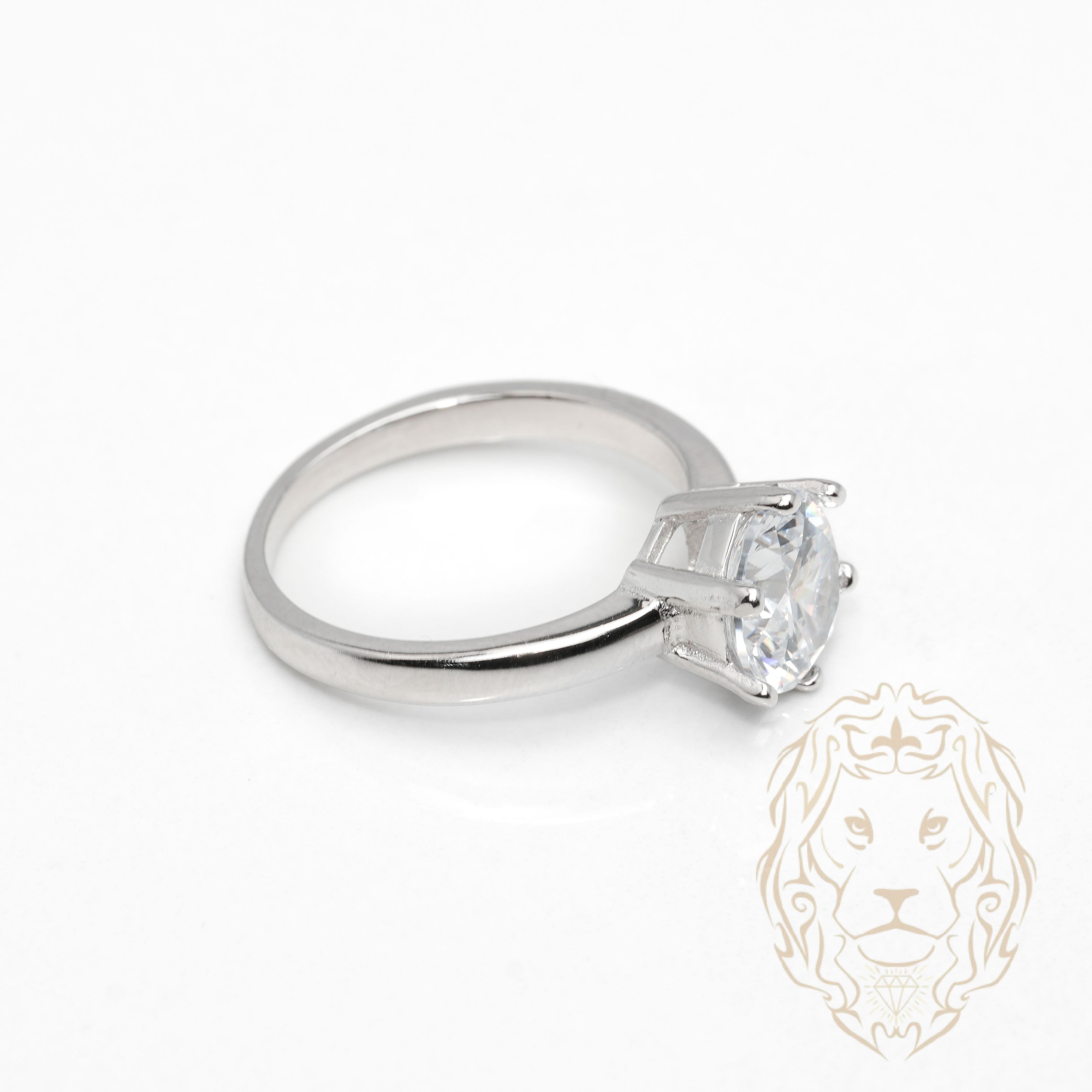 Bague - Argent solitaire pierre cz coupe rond - RIS1376