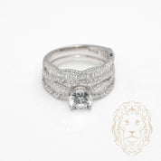 Bague de fiançailles - Argent ensembles (2) pierres cz & alliance wavy sertie de baguette cz - RIS1379
