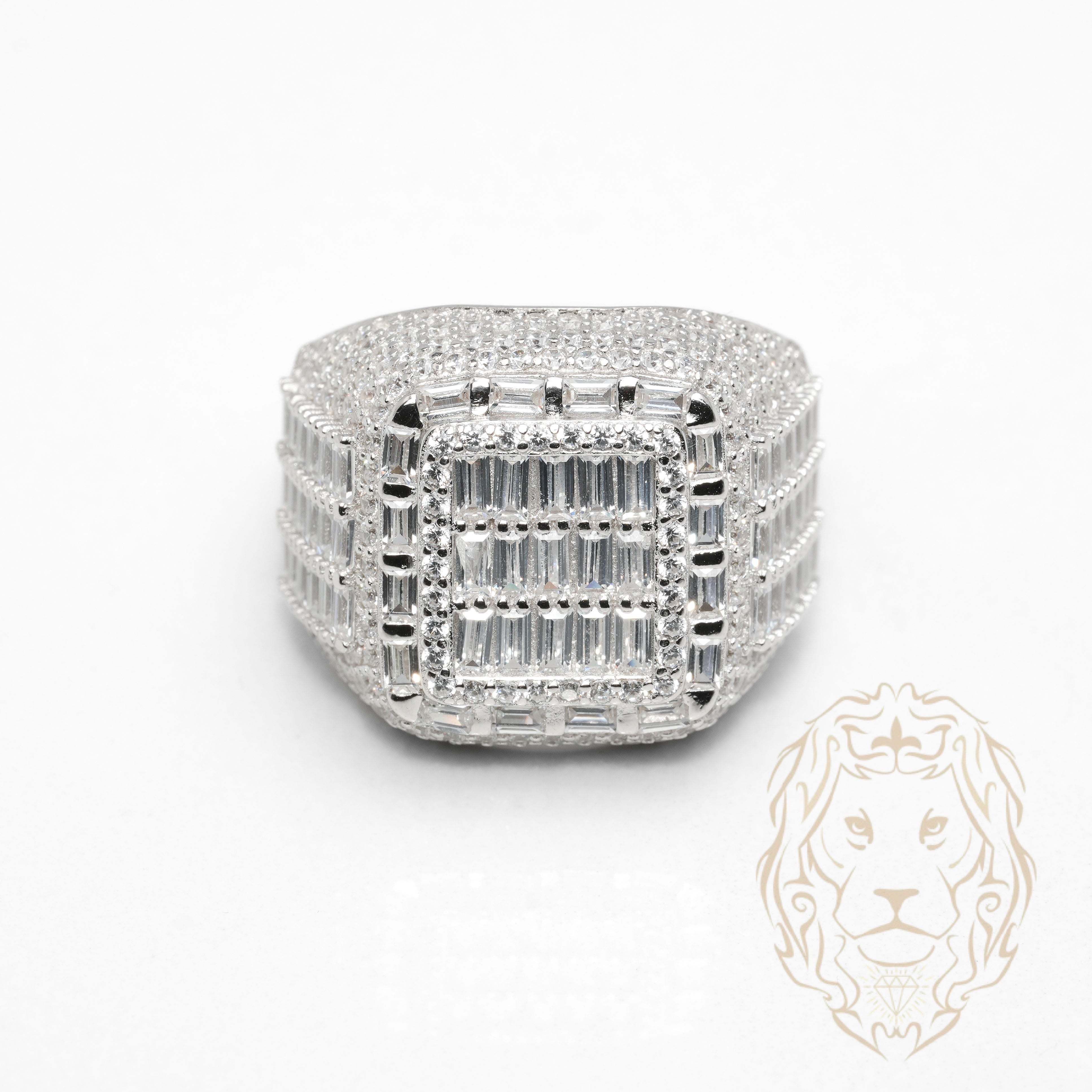 Bague - Argent icy sertie de pierres cz rondes & baguette - RIS1382