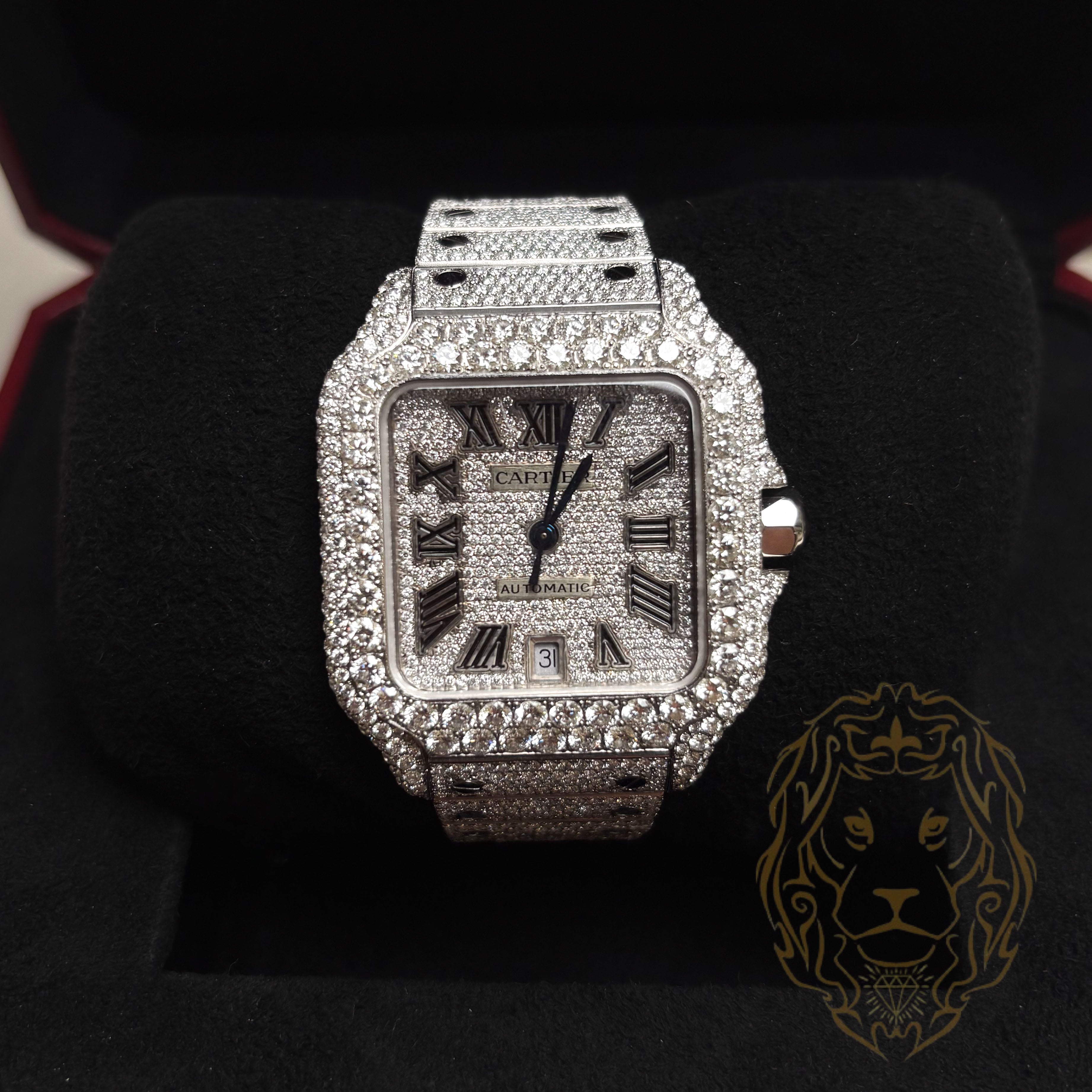 Cartier Santos de Cartier Grand Modèle – Entièrement Pavé de Diamants Naturels 15 TCW, Cadran Diamants – 2020