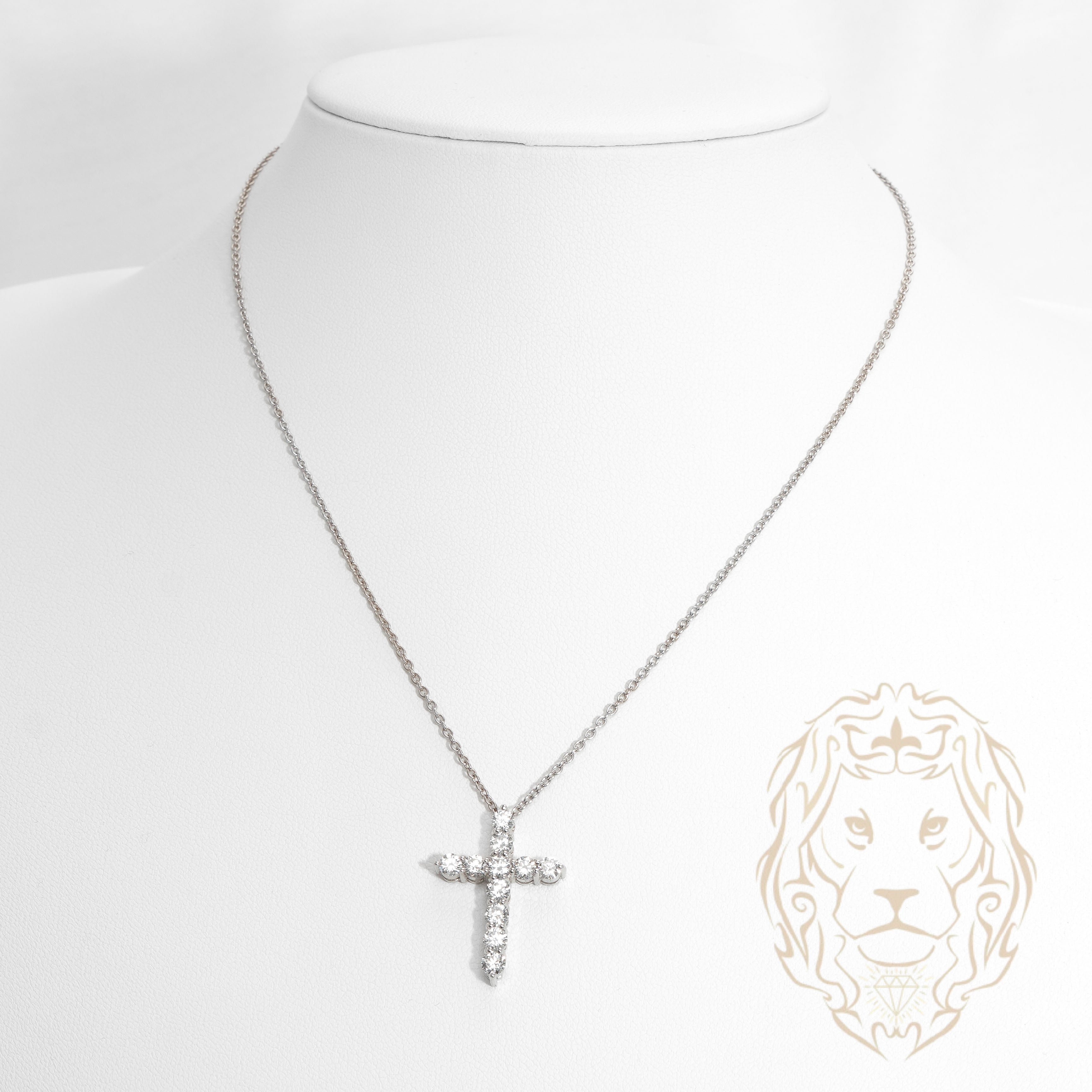 Collier - Or 14K blanc pendentif croix en diamants laboratoire coupe rond brillant 1.65TCW - CHGL025