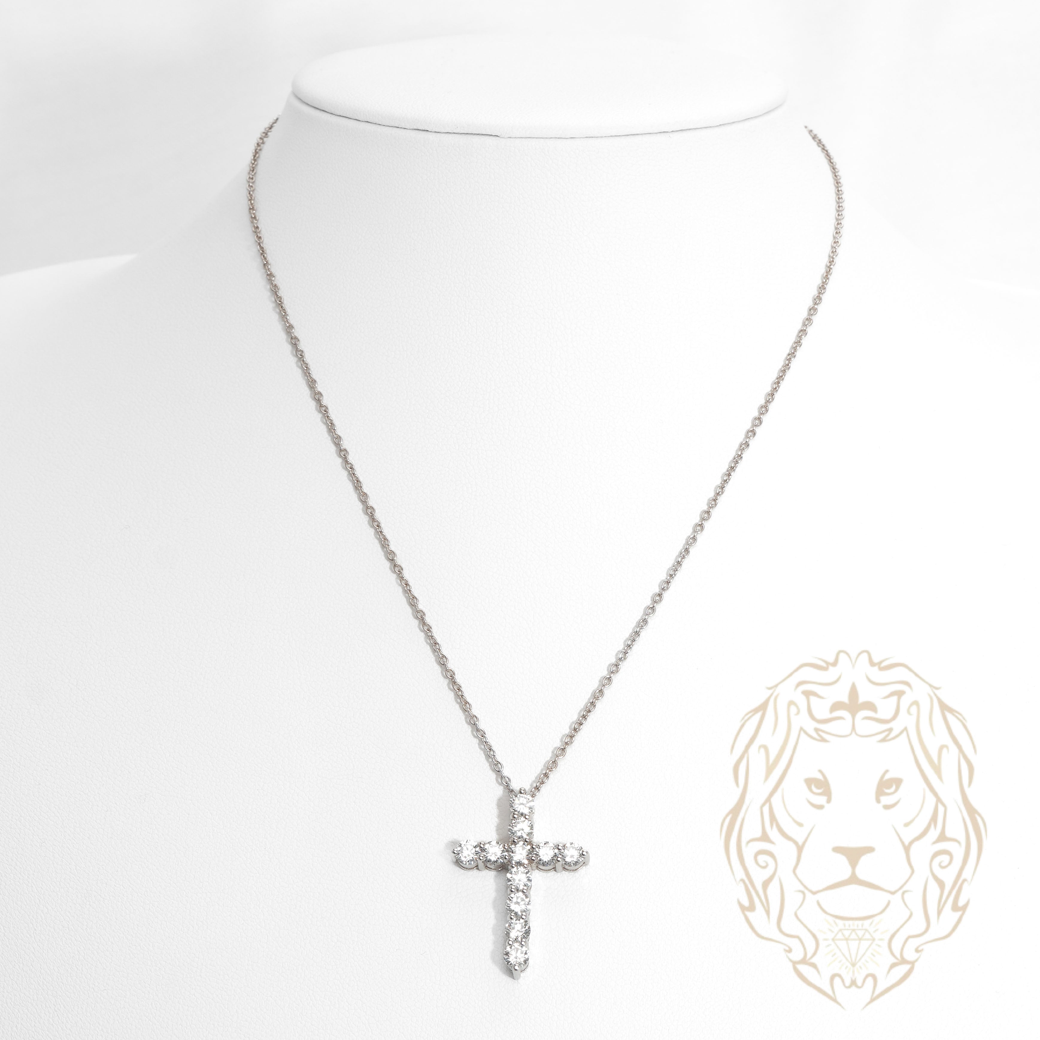 Collier - Or 14K blanc pendentif croix en diamants laboratoire coupe rond brillant 2.20TCW - CHGL026