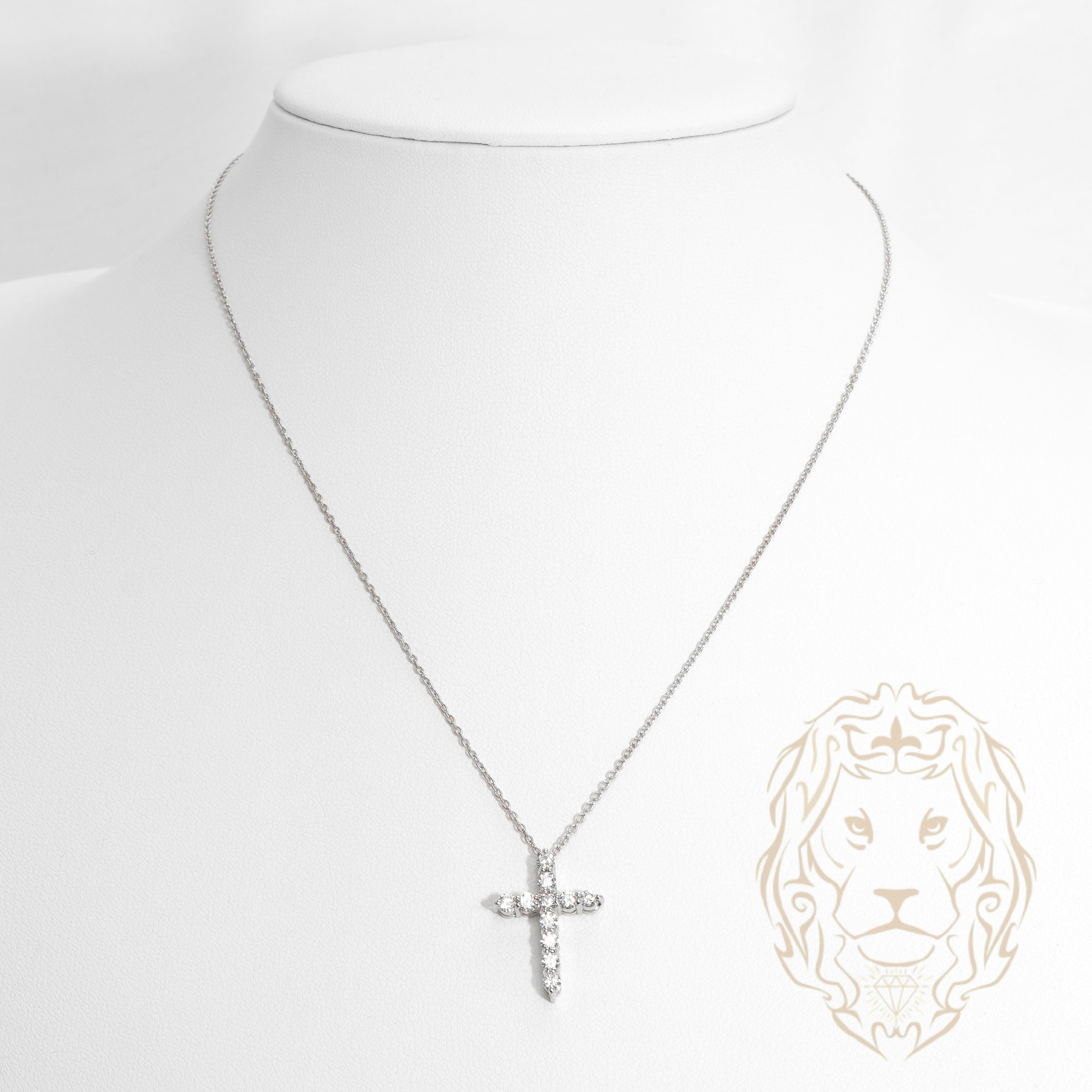 Collier - Or 14K blanc pendentif croix en diamants laboratoire coupe rond brillant 0.77TCW - CHGL027