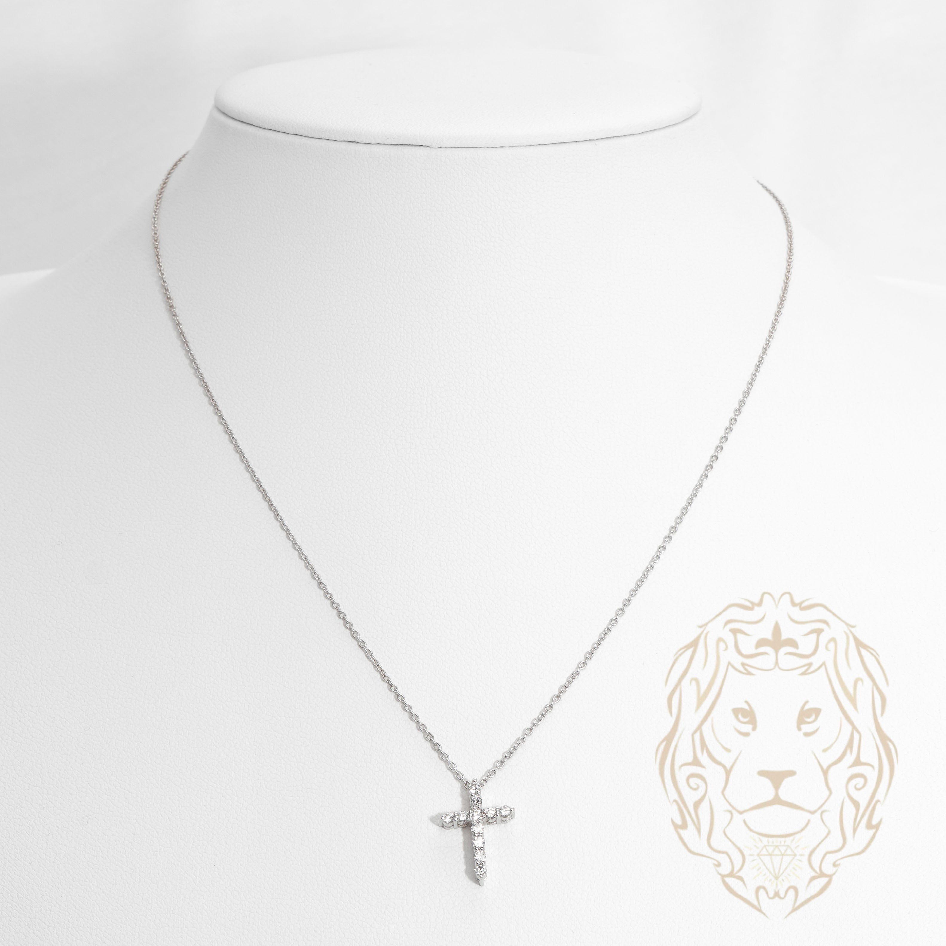 Collier - Or 14K blanc pendentif croix en diamants laboratoire coupe rond brillant 0.33TCW - CHGL028