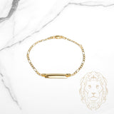 Bracelet - Or 10K jaune barre gravable 5mm & figaro - BRG930