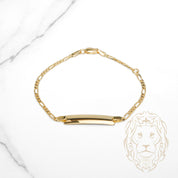Bracelet - Or 10K jaune barre gravable 6mm & figaro - BRG931
