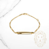 Bracelet - Or 10K jaune barre gravable 6mm & figaro - BRG931