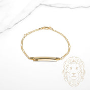Bracelet - Or 10K deux tons jaune & blanc barre gravable 6mm & figaro coupe diamant - BRG932