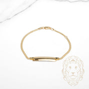 Bracelet - Or 10K deux tons jaune & blanc barre gravable 6mm & curb coupe diamant - BRG933