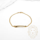 Bracelet - Or 10K deux tons jaune & blanc barre gravable 6mm & curb coupe diamant - BRG933