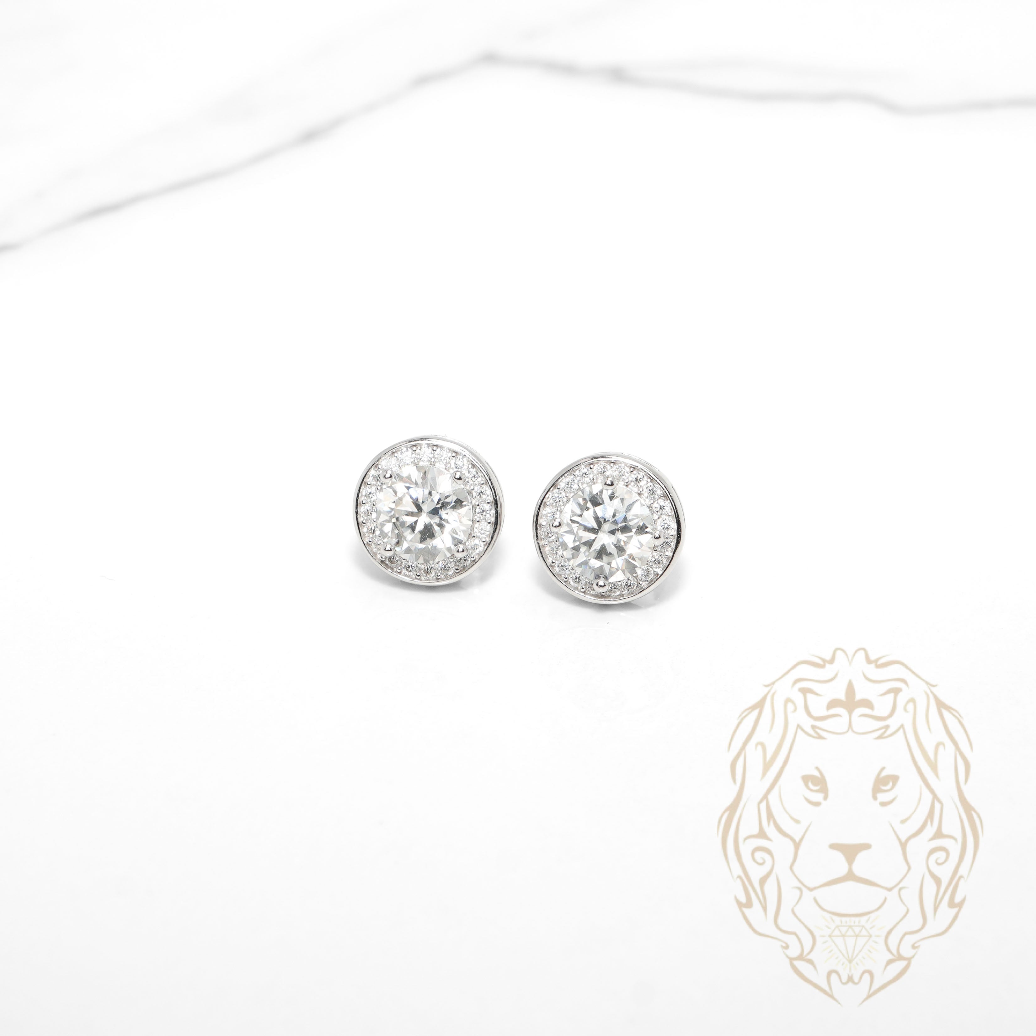 Studs - Argent halo pierres AAA coupe ronde 2.40TCW - BOS388