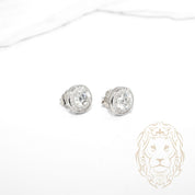 Studs - Argent halo pierres AAA coupe ronde 2.40TCW - BOS388