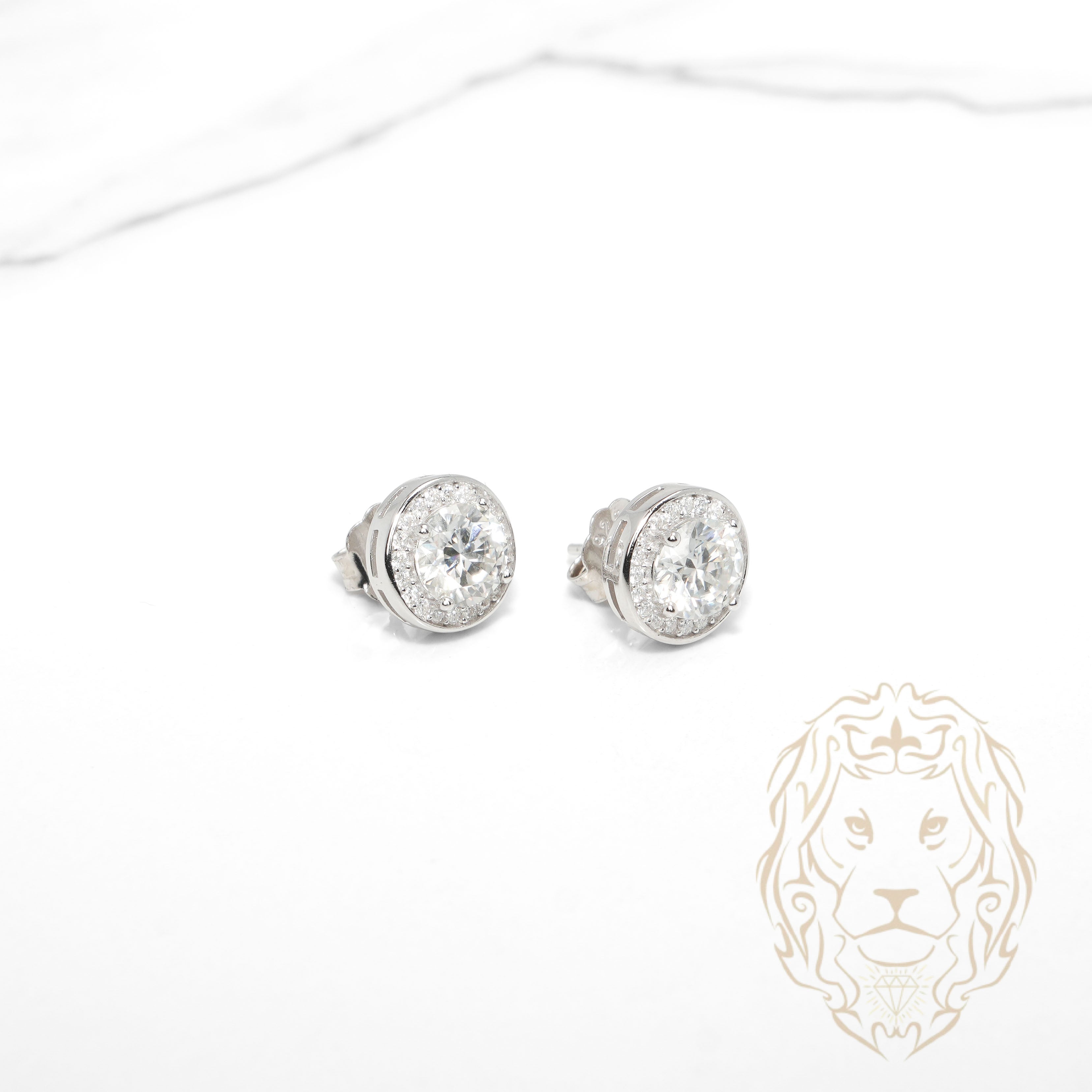 Studs - Argent halo pierres AAA coupe ronde 2.40TCW - BOS388