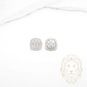 Studs - Argent halo composé de pierres AAA coupe ronde - BOS389