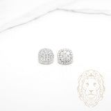Studs - Argent halo composé de pierres AAA coupe ronde - BOS389
