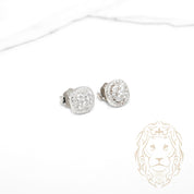 Studs - Argent halo composé de pierres AAA coupe ronde - BOS389