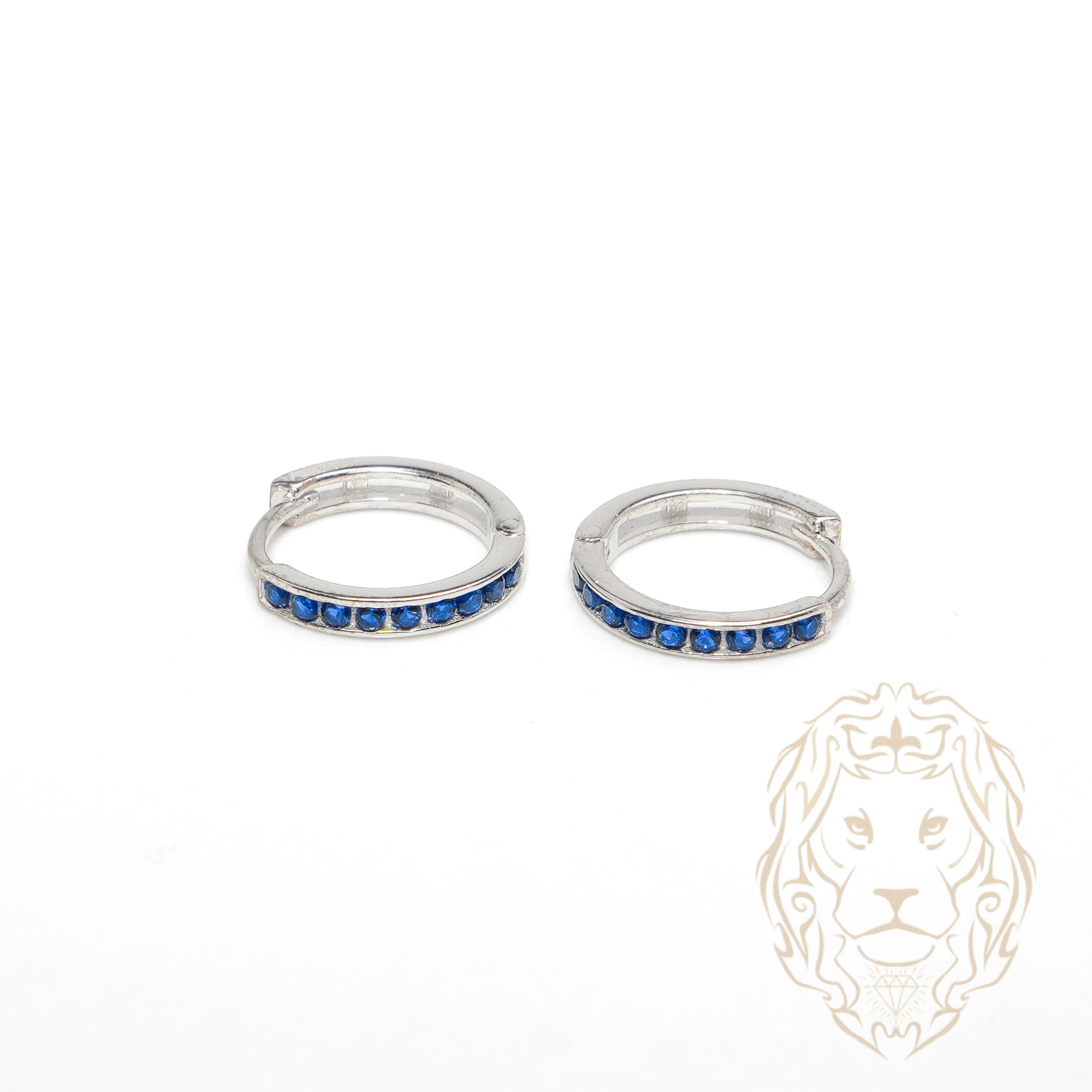 Huggies - Or 10K blanc pierres cz bleu 2mm X 9mm - BOG1269