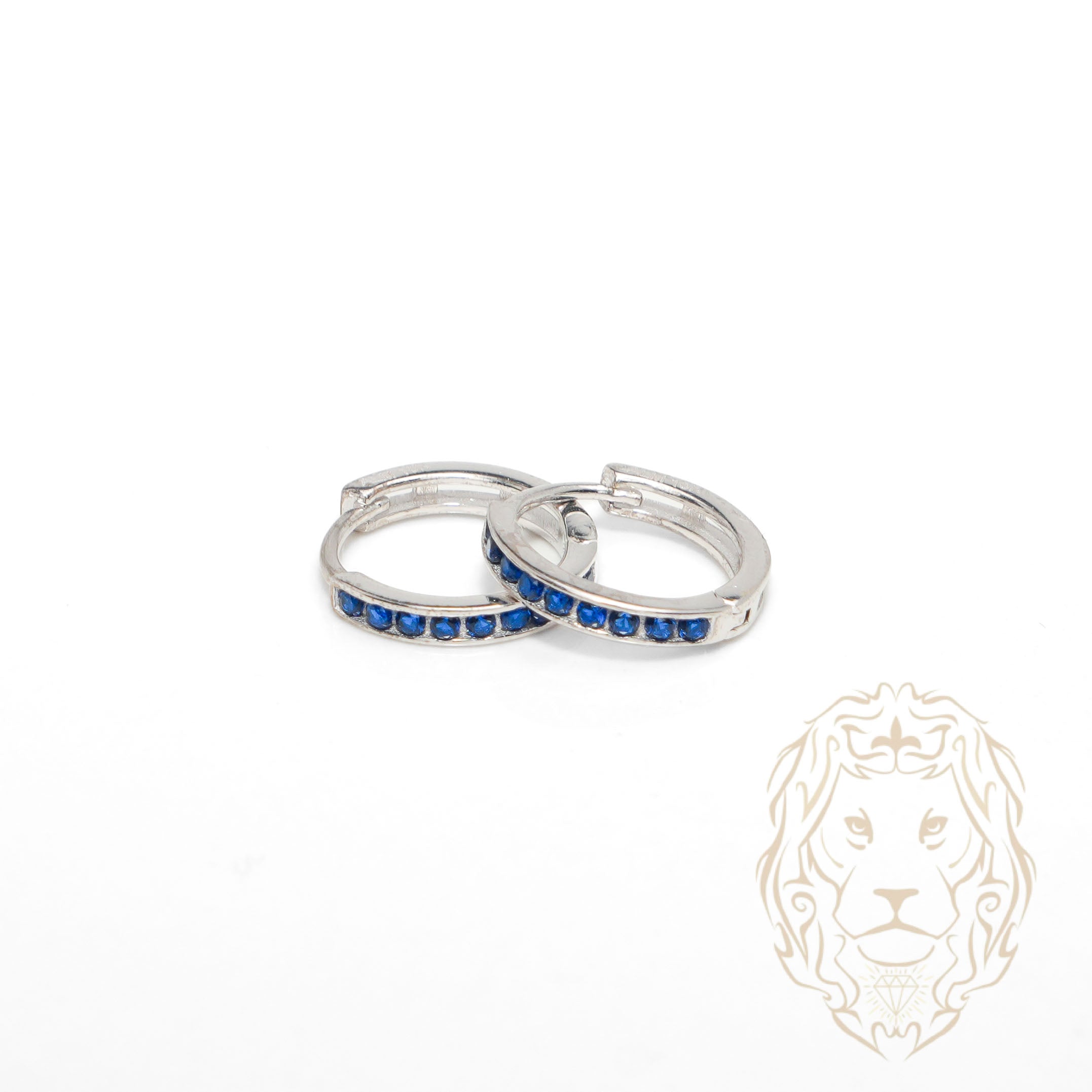 Huggies - Or 10K blanc pierres cz bleu 2mm X 9mm - BOG1269