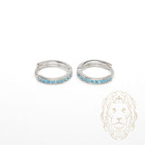 Huggies - Or 10K blanc pierres cz bleu pâle 2mm X 9mm - BOG1270