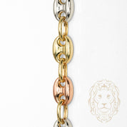 Chaîne - Or 10K tricolor jaune, blanc & rose ancre gonflé 7.7mm - CHG1255