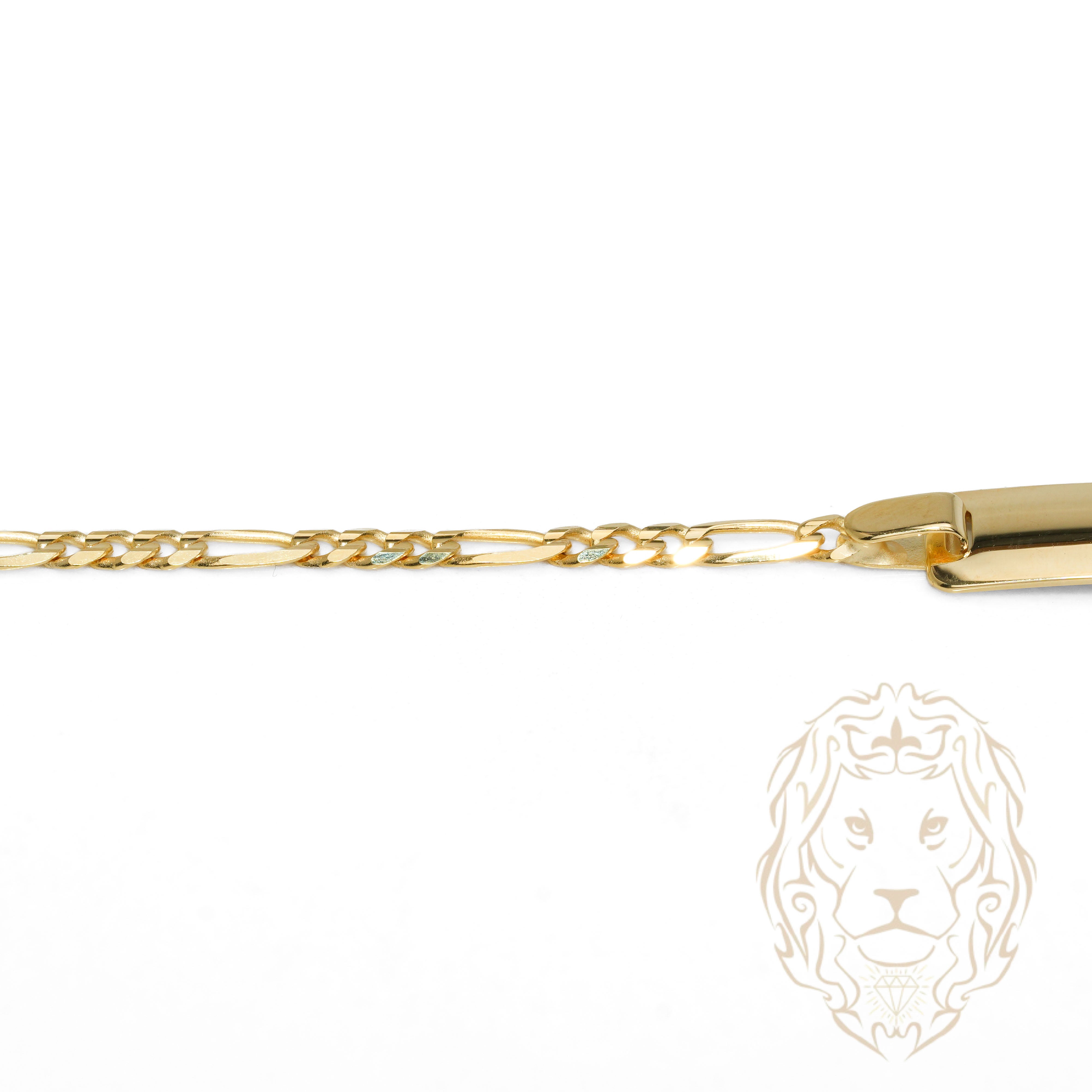 Bracelet - Or 10K jaune barre gravable 6mm & figaro - BRG931