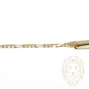Bracelet - Or 10K deux tons jaune & blanc barre gravable 6mm & figaro coupe diamant - BRG932
