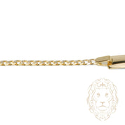 Bracelet - Or 10K deux tons jaune & blanc barre gravable 6mm & curb coupe diamant - BRG933