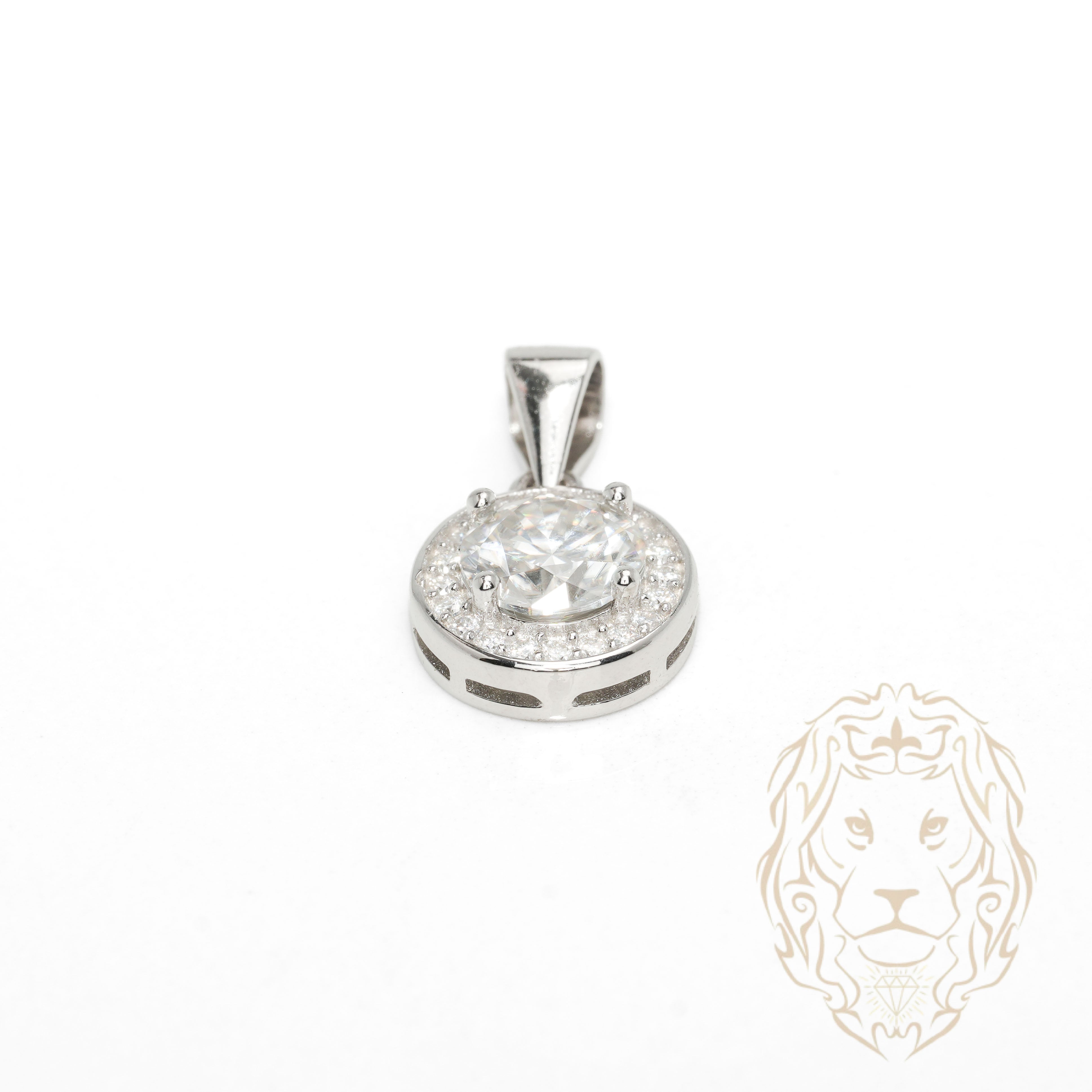 Pendentif - Argent halo pierre AAA coupe ronde 1.20CT - PES290