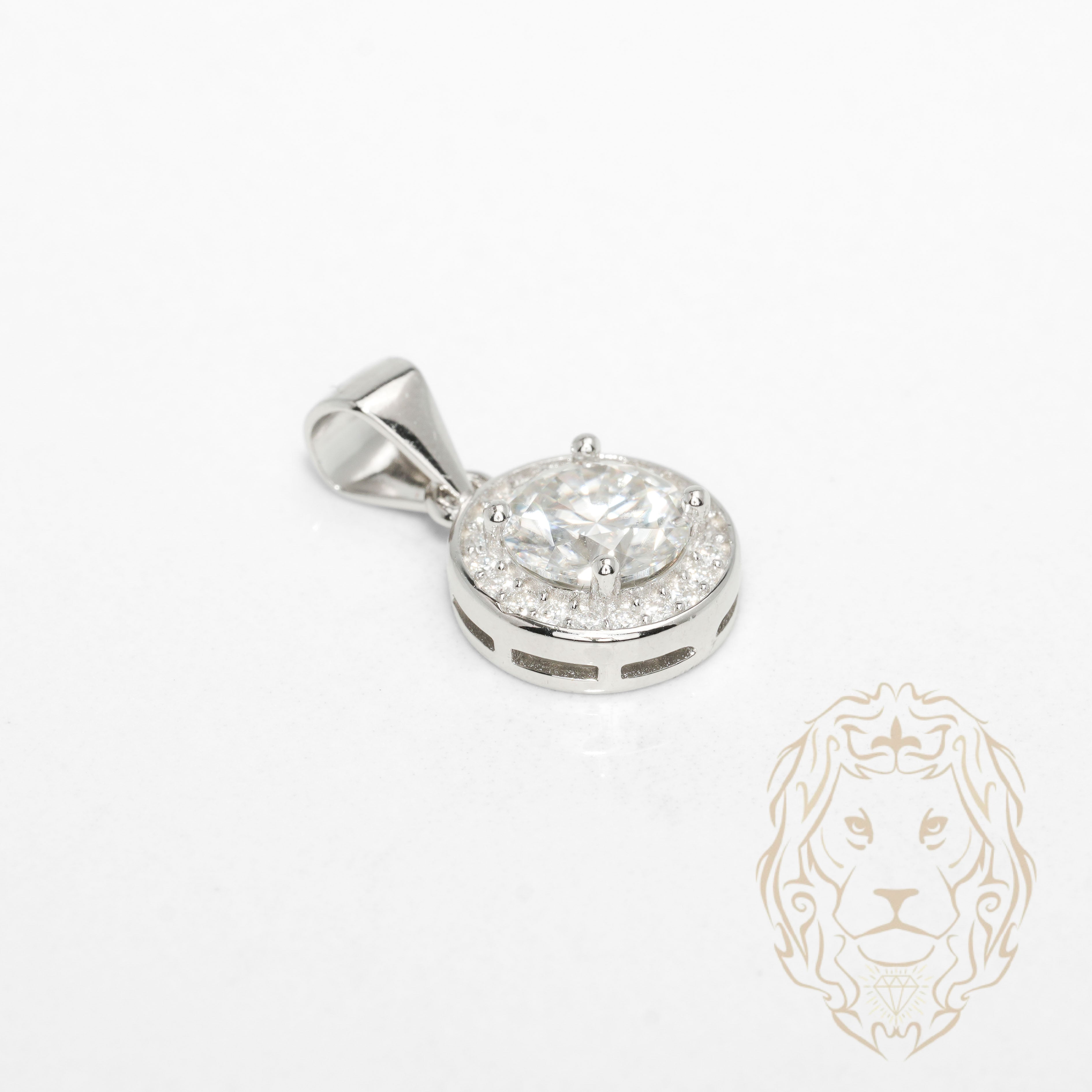 Pendentif - Argent halo pierre AAA coupe ronde 1.20CT - PES290